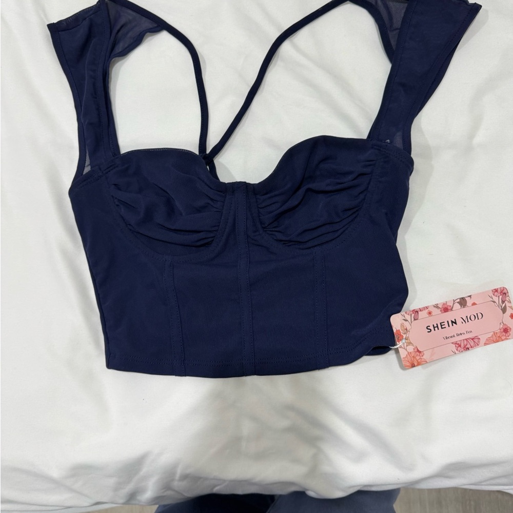 SHEIN Dark Blue Bustier Bra